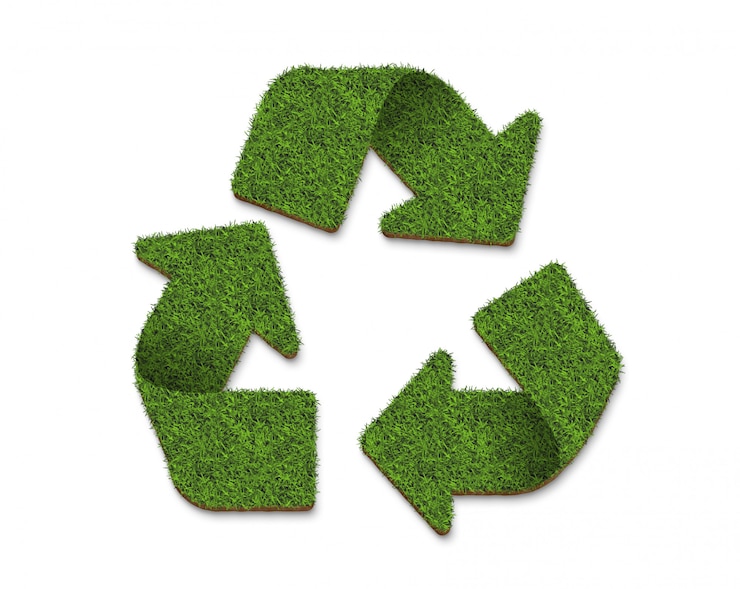 Foto reciclar o logotipo do ícone de textura de grama verde isolada no branco