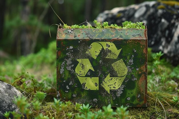 Reciclar símbolo verde bosque verde en el fondo del día mundial del reciclaje