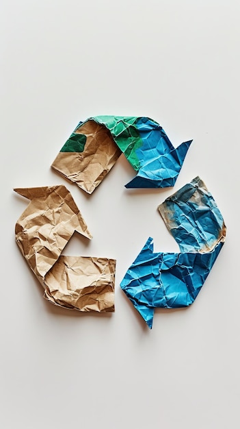 Reciclar uma forma feita de um pedaço de papel dobrado para consciência ambiental e sustentabilidade