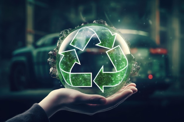 Recicle o símbolo disponível e embale o conceito de ambiente sustentável e ecológico IA generativa