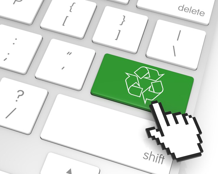 Foto recicle la tecla enter con el cursor de mano. representación 3d