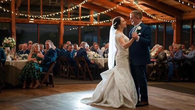 Los recién casados bailando juntos