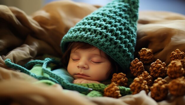 El recién nacido está dormido, envuelto en pañuelos, un bebé lindo de cerca.