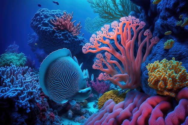 Recife de corais no mar