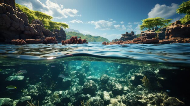 recife de coral panorama HD 8K papel de parede Banco de Imagem Fotográfica