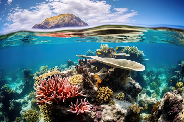 recife de coral subaquático com peixes coloridos generativo Ai