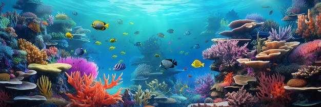 Recife de coral subaquático Fundo brilhante e colorido
