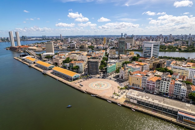 Recife Pernambuco Brasilien ca. April 2022 Luftaufnahme des Parks quotMarco Zeroquot von Recife