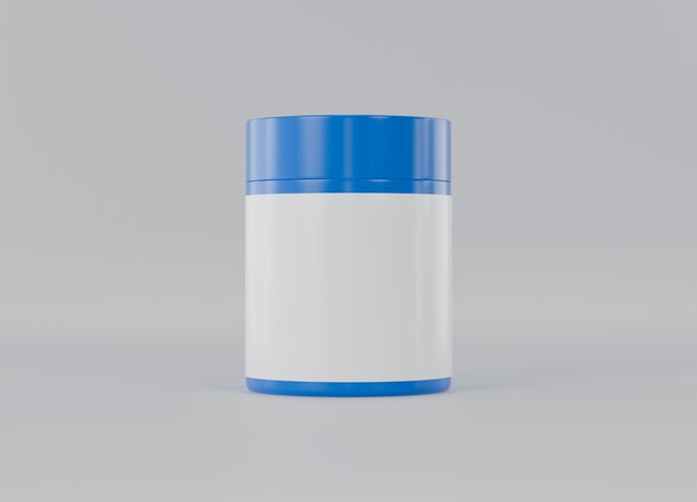 un recipiente azul y blanco con una tapa blanca