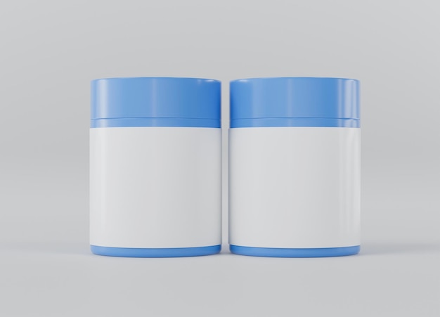 un recipiente azul y blanco con una tapa blanca