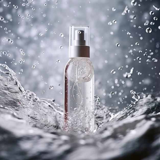 Recipiente cosmético de maquete de frasco de produto de beleza em embalagem de produto de cuidados com a pele de respingo líquido vi