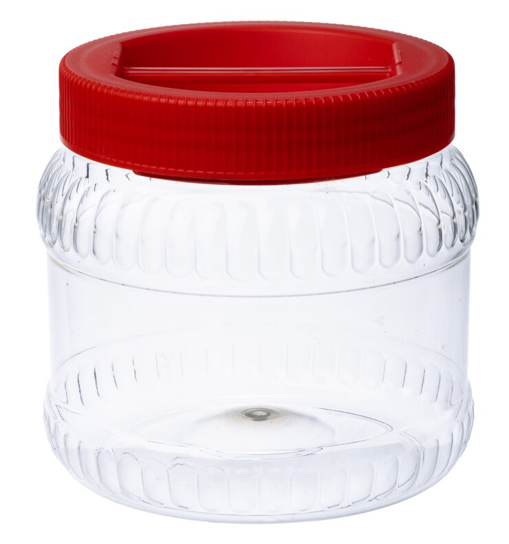 Foto recipiente de armazenamento de plástico para alimentos isolado no fundo branco
