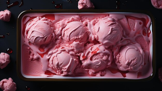 recipiente de sorvete com gelo rosa