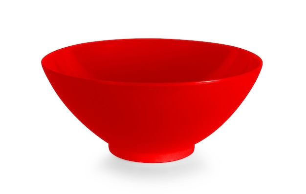 Foto recipiente rojo aislado sobre superficie blanca