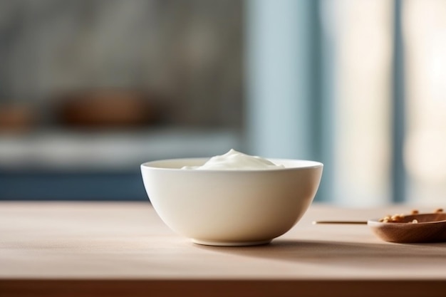 Recipiente de yogur vacío grande minimalista con amplio espacio de copia IA generativa