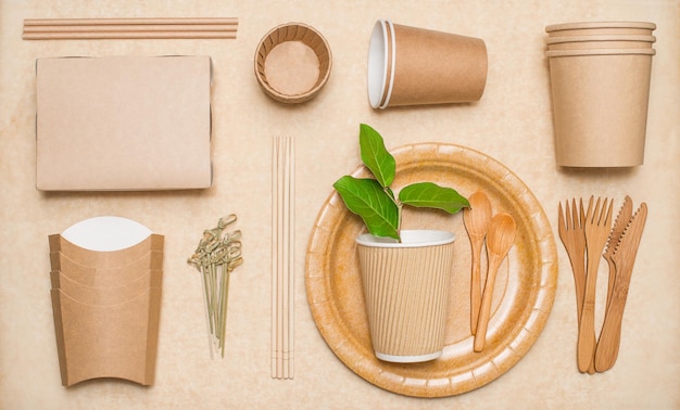 Recipientes de comida ecologicamente corretos de papel em papel artesanal Sem plástico Desperdício zero