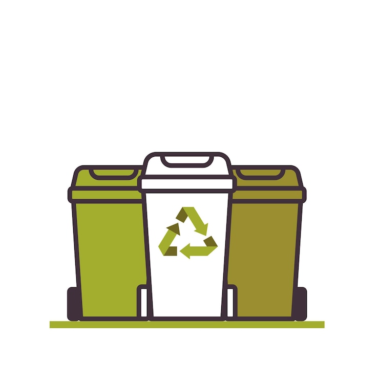 Foto recipientes de plástico para lixo com símbolo verde de reciclagem reutilização e reciclages de resíduos