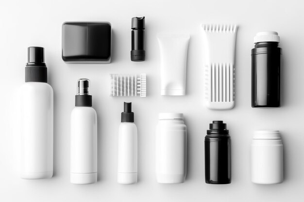 recipientes de produtos cosméticos de beleza em fundo branco IA generativa