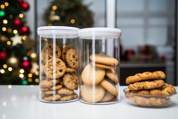 Foto recipientes herméticos para armazenar biscoitos e guloseimas natalinas