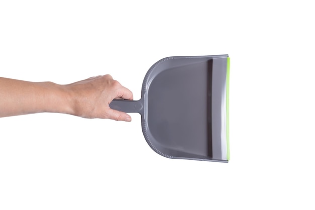 Recogedor individual de plástico gris para el mantenimiento de la casa aislado
