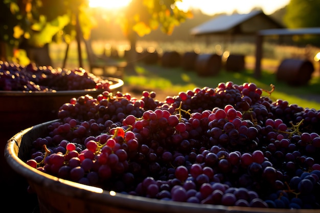 Recogiendo uvas en el viñedo