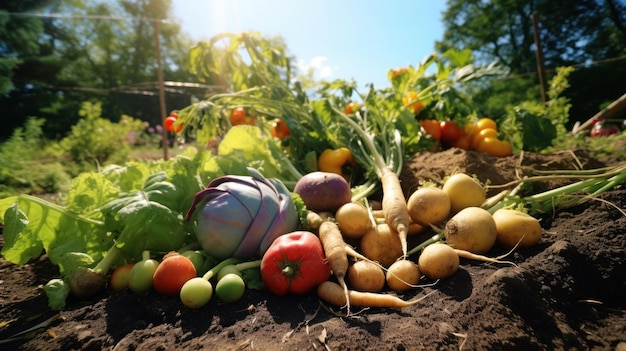 Recogiendo verduras en el suelo los agricultores cosechan en otoño