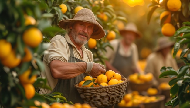 La recolección de frutas en verano La gente en la plantación