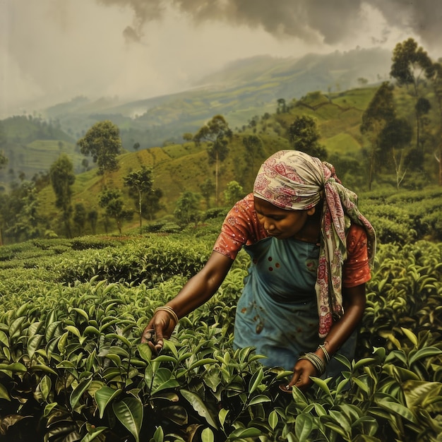 recolector de té en sri lankasnashot estético