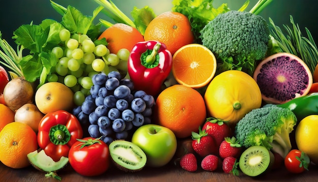 Foto recolha de vegetais e frutas saudáveis