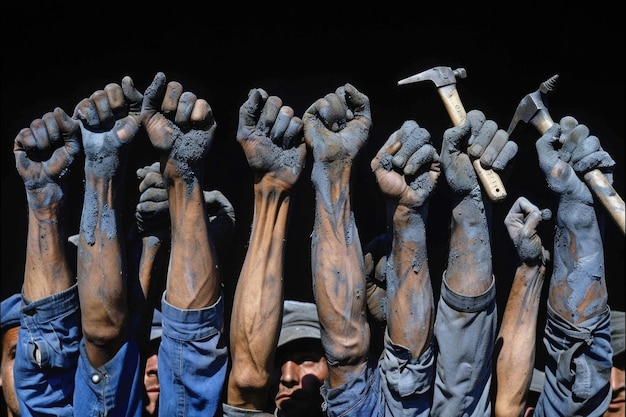 Foto reconhecimento do trabalho observação do dia do trabalho dedicado ao trabalho árduo e à dedicação dos trabalhadores, destacando a importância de seu papel na sociedade e defendendo a melhoria dos padrões e direitos trabalhistas