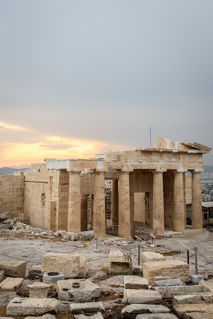 Reconstrucción del templo del Partenón en la Acrópolis.