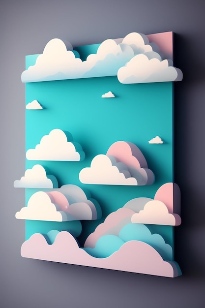 Un recorte de papel de nubes con las palabras nube en la parte superior