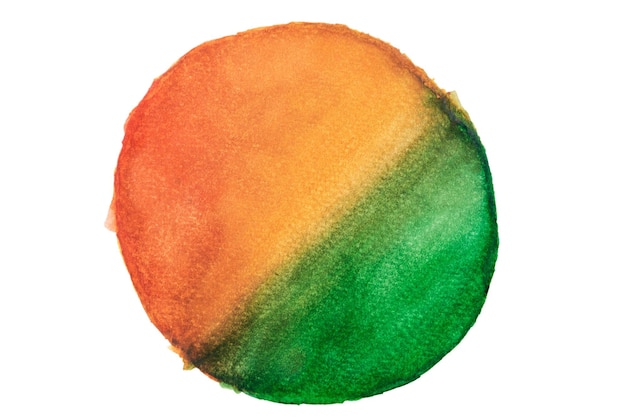 Recorte pintura a mano elemento de círculo de acuarela naranja y verde Diseño de arte y artesanía hecho a mano