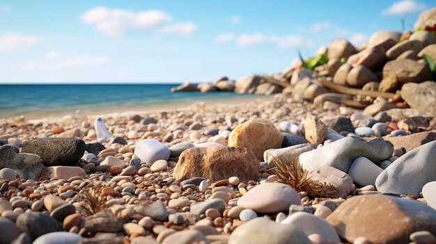 Recorte del suelo de la playa, rocas y piedras naturales.