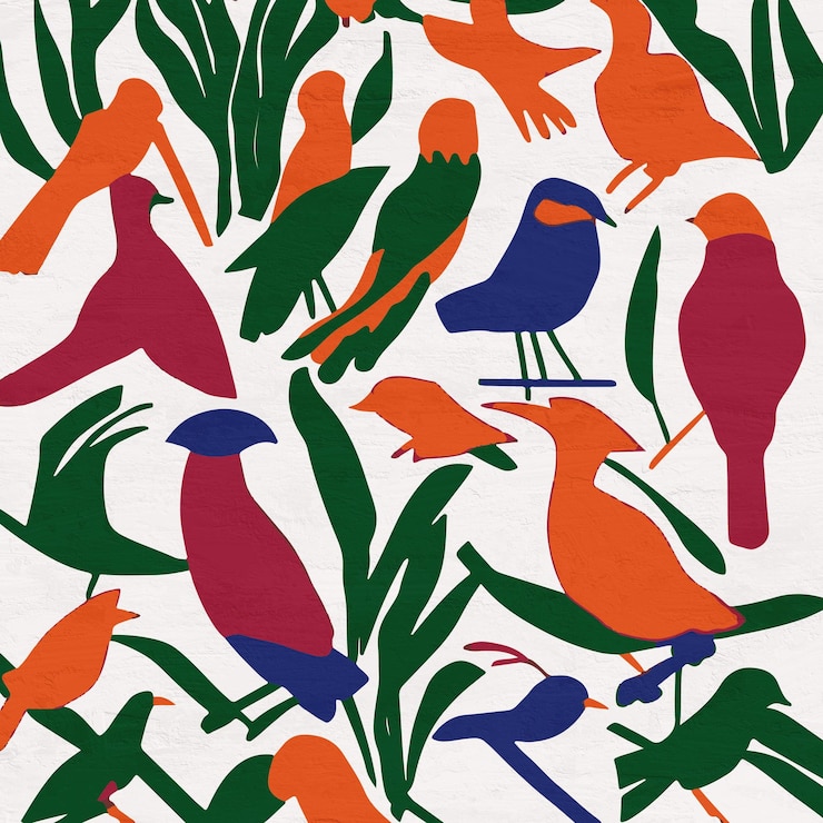 Foto recortes coloridos de pássaros estilo matisse ilustração de amante da natureza