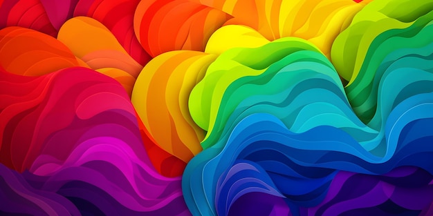 Recortes de papel de arco iris con un fondo de arco iris.