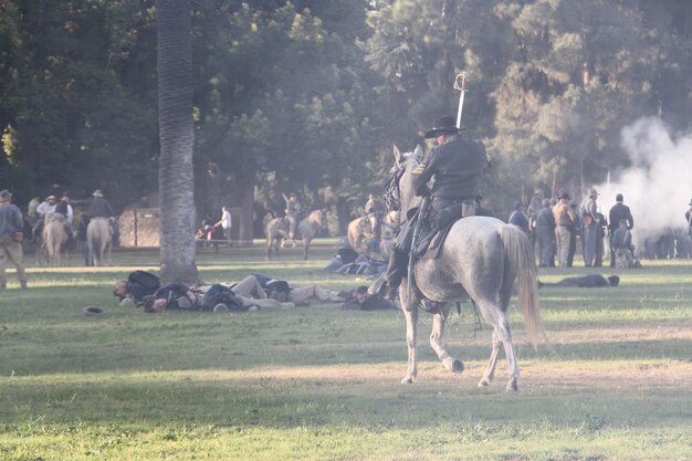 Foto recreación de la guerra civil en fresno, california