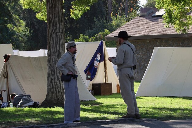 Foto recreación de la guerra civil en fresno, california