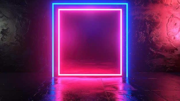 Rectângulo gráfico de luz e quadro de imagem quadrada com gráfico de movimento a cores de néon de dois tons