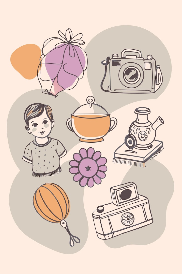 Foto recuerdos de la infancia de las ilustraciones