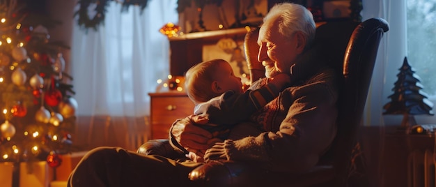Foto recuerdos de una víspera de navidad un abuelo y su nieto