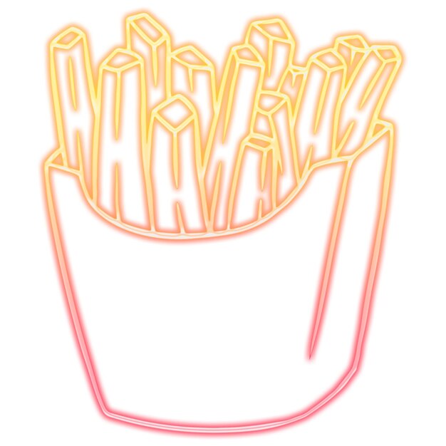 Recurso de diseño de superposición de pegatinas de patatas fritas de neón