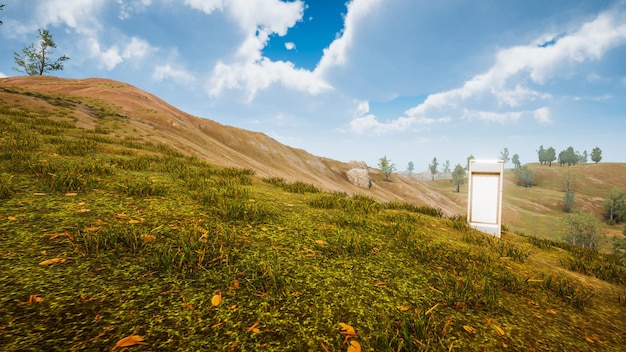 Recursos gráficos para metas de desenvolvimento sustentável biodiversidade uma economia crescente e ecologia renderização 3D com quadro de avisos