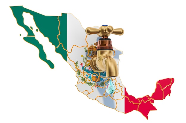 Recursos hídricos agua potable de México concepto renderización en 3D
