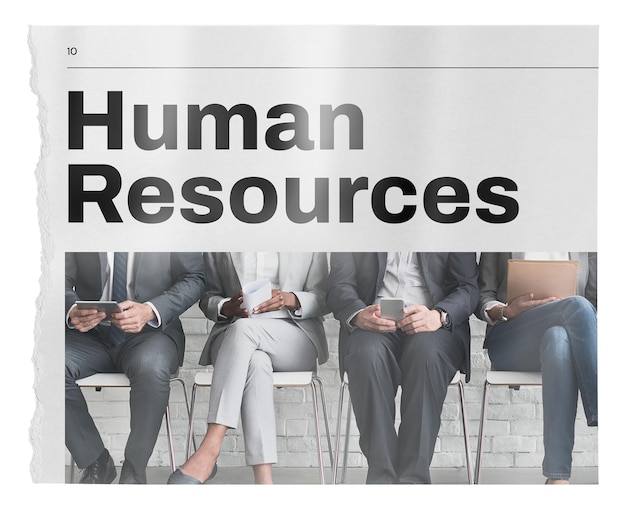 Recursos humanos adesivo de jornal png imagem de empresa em fundo transparente