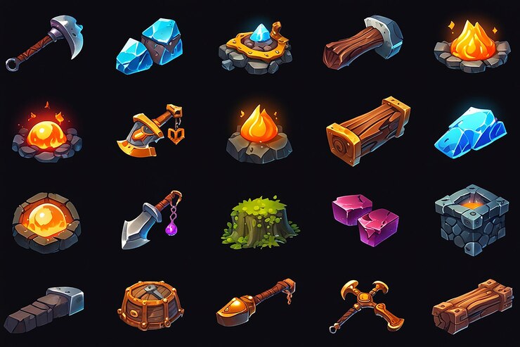 Foto recursos de minería del juego iconos de los activos del juego