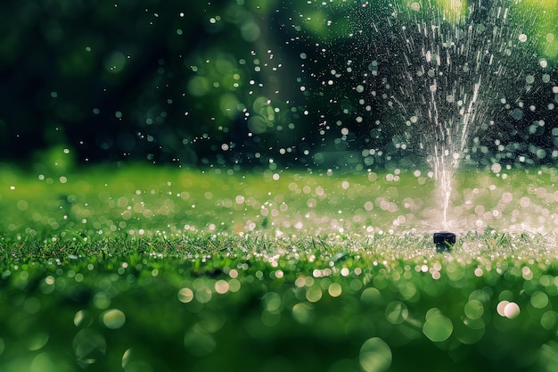 Recycled-Wasser-Sprinkler, die das Gras bewässern