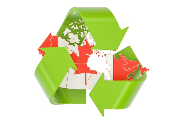 Recycling in Kanada Konzept 3D-Rendering