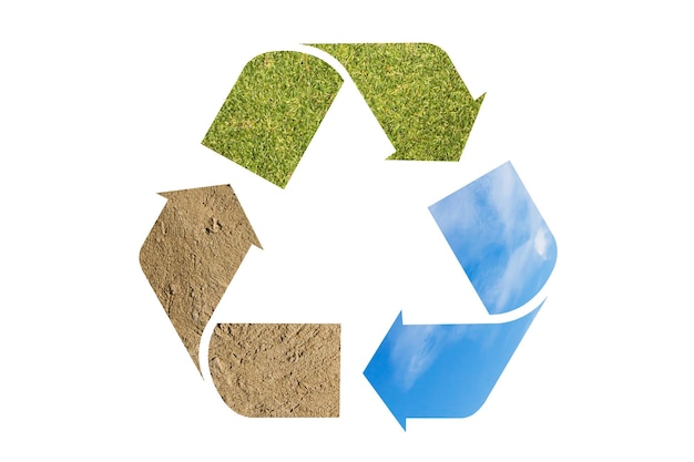 Recycling-Logo mit einem Bild von Gras im Inneren