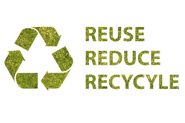 Recycling-Logo mit einem Bild von Gras im Inneren